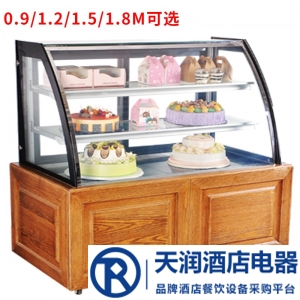 麗彩糕點蛋糕展示柜 木紋蛋糕保鮮展示柜 弧形保鮮蛋糕柜