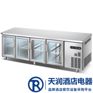 冰立方四門冷藏工作臺AWS2250L4G 風冷吧臺冷藏展示柜 四門飲料展示柜 吧臺冷藏展示柜