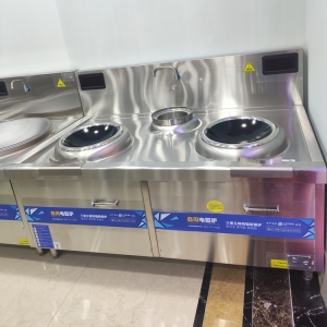 明鋼電磁雙頭單尾小炒爐 15KW商用電磁灶 大功率電磁爐